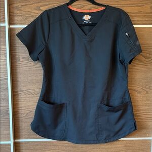Dickies Black V-Neck Short Sleeve Medical Top
